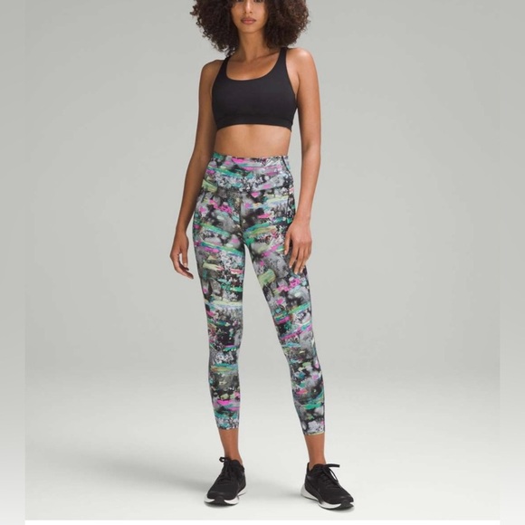 NEW!Lululemon Fast and Free High-Rise Leggings 25”Pockets Paint Drift Multi Sz14 - Picture 3 of 9